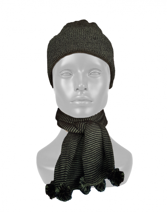 Acrylic Kids Designer cap with muffler set black